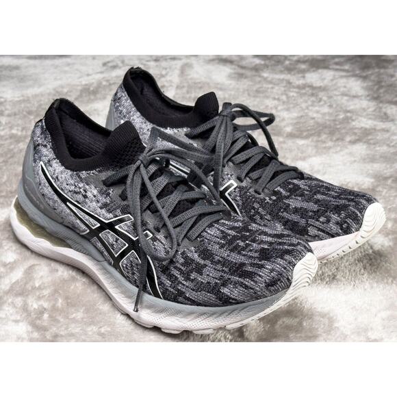 Asics Shoes - ASICS Gel Nimbus 23 Gray Black Knit Running Shoes Sneakers Womens Size 9.5